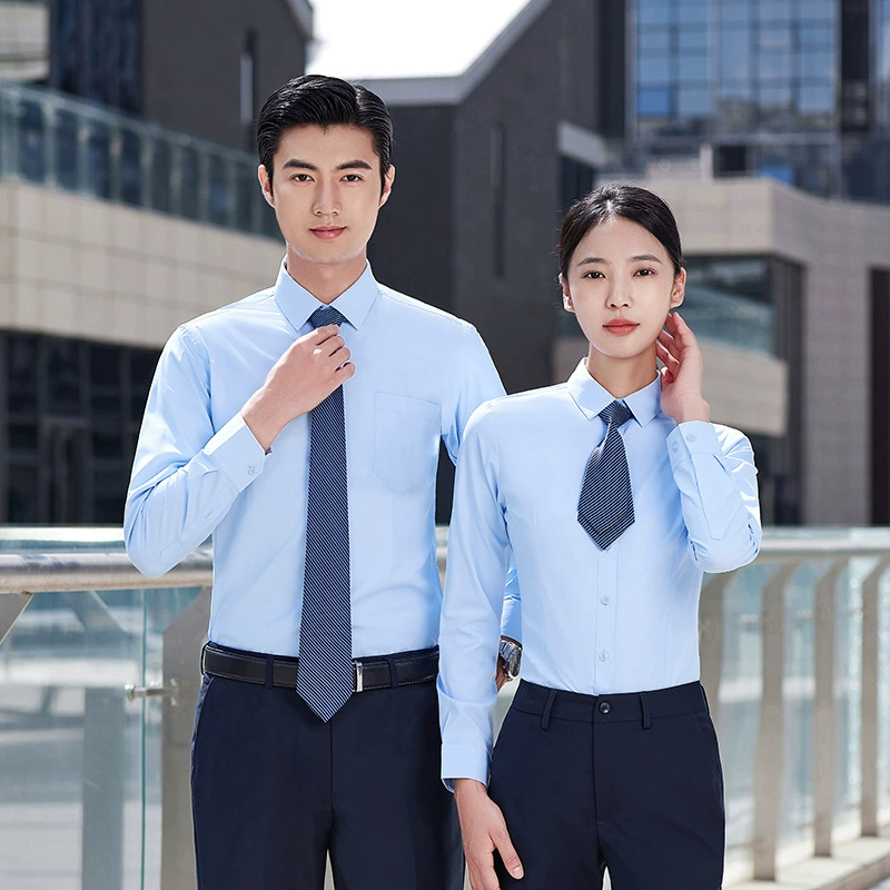 Men's White Short Sleeve Shirt for Office Work Wrinkle-Free Cotton Blend with Spread Collar - Model: 722406404451 - 图片 4