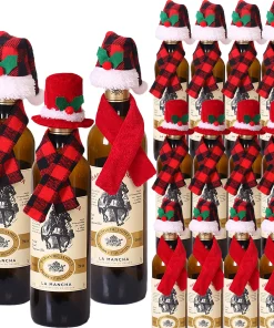 Christmas Wine Bottle Cover with Scarf & Hat for Hotel Table Decoration - Model: 598497067059