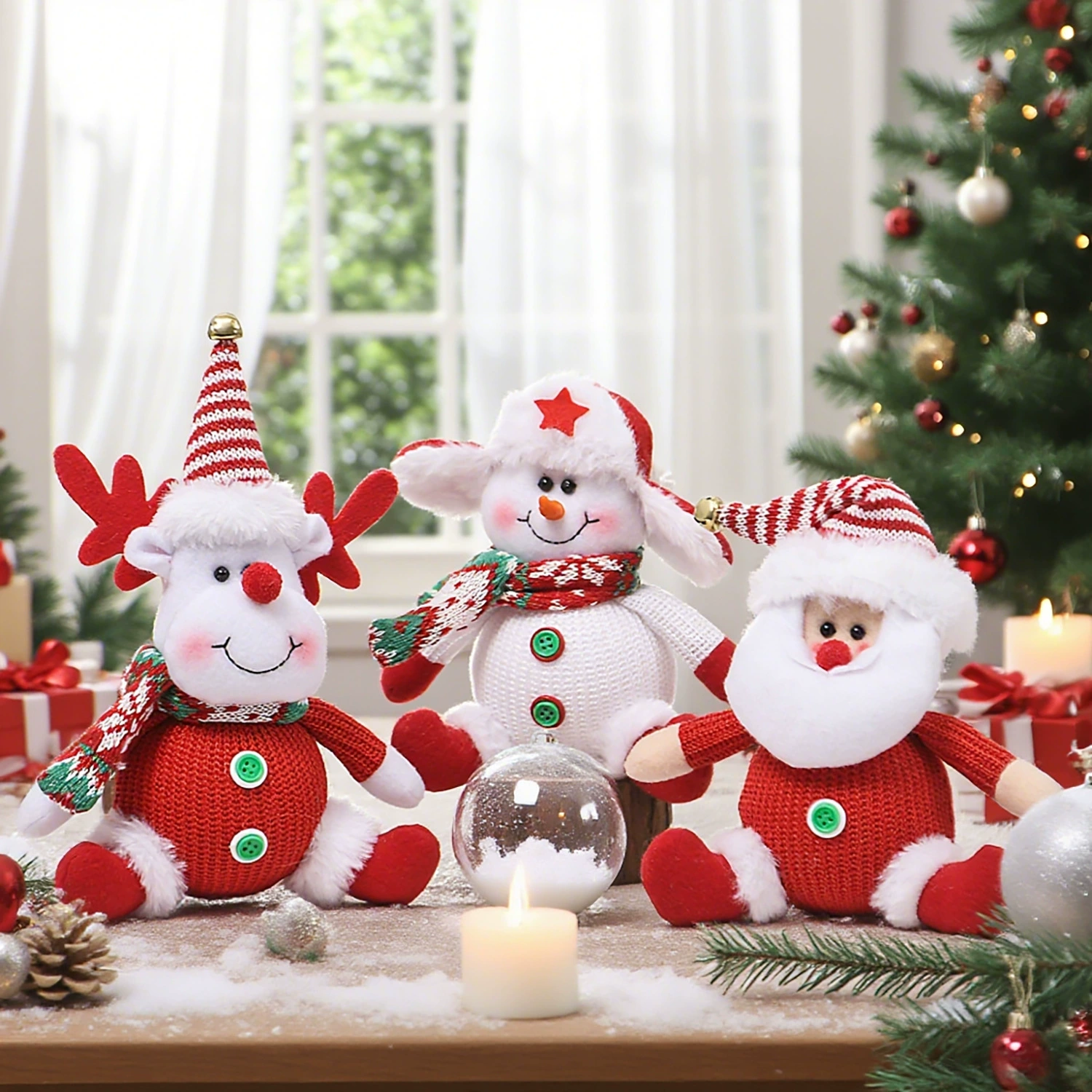Christmas Tree Decorations with Cloth Old Man Snowman Reindeer Dolls - Model: 728514615974 - 图片 2