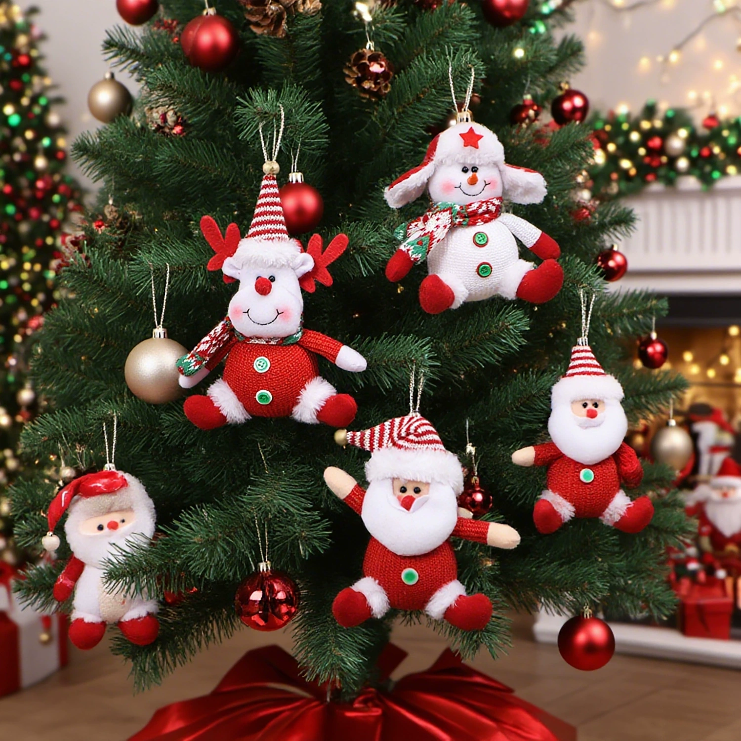 Christmas Tree Decorations with Cloth Old Man Snowman Reindeer Dolls - Model: 728514615974 - 图片 4
