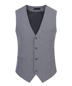 Alternative view of Stretch Melange Vest for Work Formal Bank Hotel Uniform - Model: 736430717552