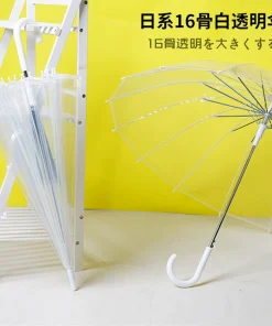 Transparent Umbrella for DIY Painting and Advertising with Curved Handle - Model: 668545056565