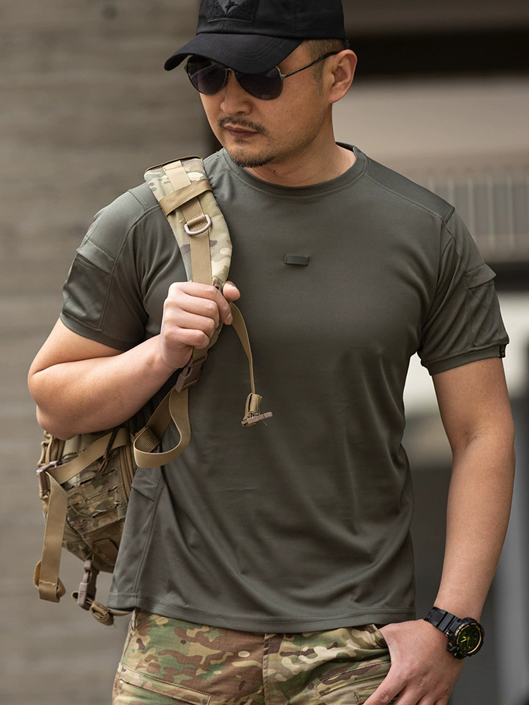Quick-Dry Round Neck T-Shirt for Men's Summer Tactical Outdoor Training - Model: 713764271400