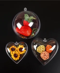 Alternative view of Transparent Heart Ball for Christmas Tree Ornament with Hollow Design - Model: 657977545373