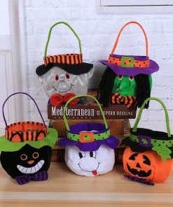 Halloween Candy Bag with Pumpkin Witch Design for Children's Trick-or-Treat - Model: 555574065918
