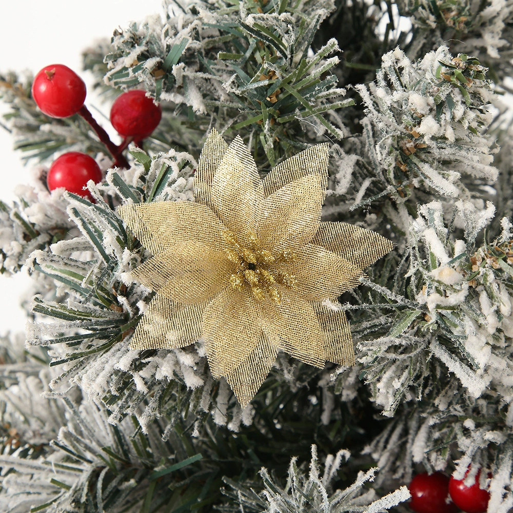 Christmas Tree Wreath Decor with 7CM Mesh Flowers - Model: 1056531088068 - 图片 7