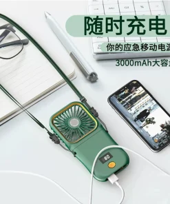 Alternative view of Portable Mini Fan for Outdoor Sports and Travel with Phone Stand - Model: 895217432018