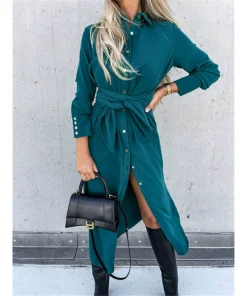 Alternative view of Elegant Casual Long Skirt Cardigan for Commute, Extra Large Swing, Mid Waist - Model: 682230631803