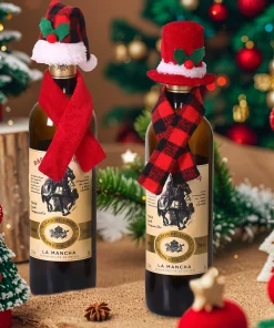 Alternative view of Christmas Wine Bottle Cover with Scarf & Hat for Hotel Table Decoration - Model: 598497067059