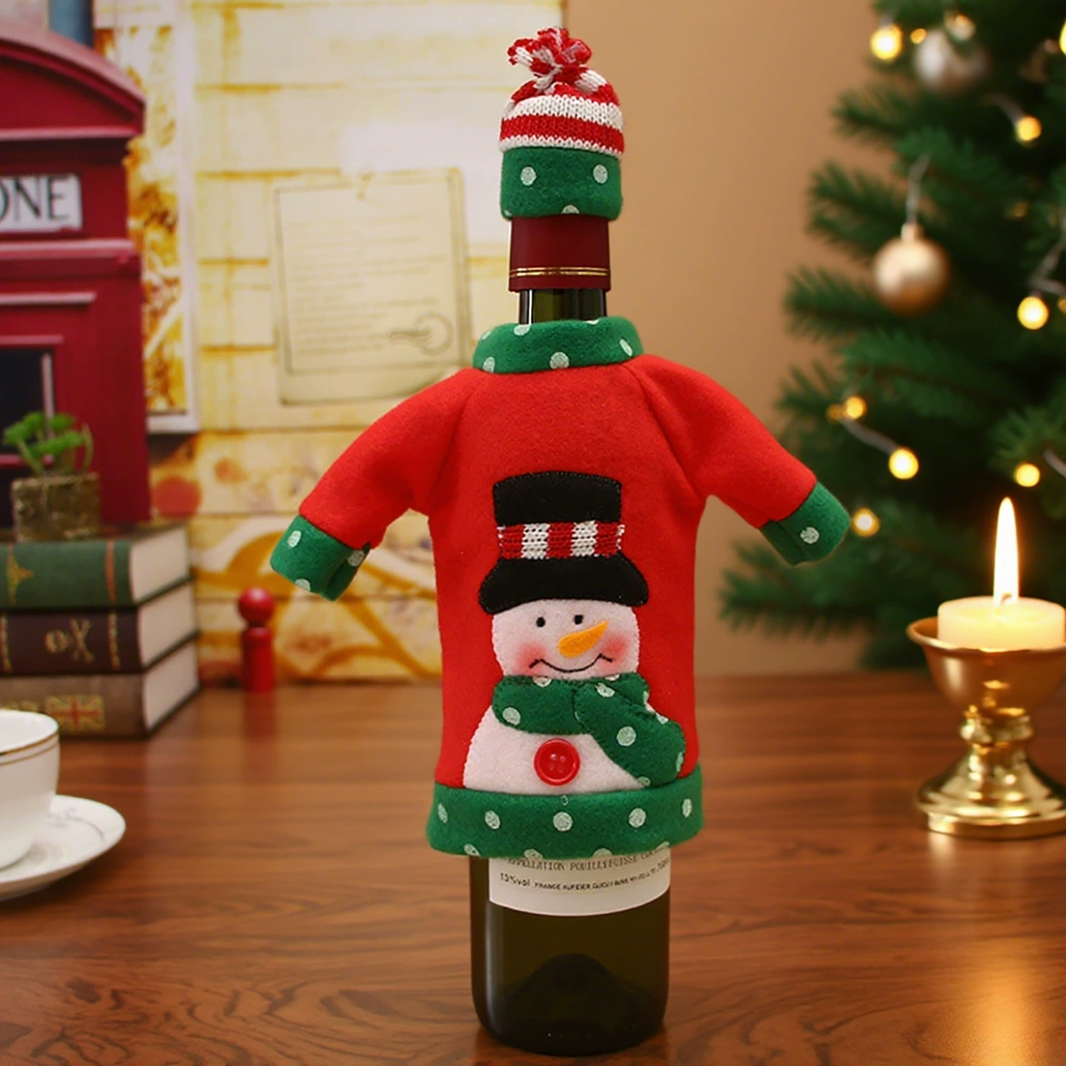 Christmas Tableware Set for Wine Bottle Decoration with Santa Claus - Model: 723686887800 - 图片 7