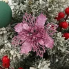 Christmas Tree Decorative Flower for Holiday Scene with Flannel Poinsettia - Model: 1067293163115
