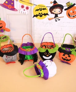 Alternative view of Halloween Candy Bag with Pumpkin Witch Design for Children's Trick-or-Treat - Model: 555574065918