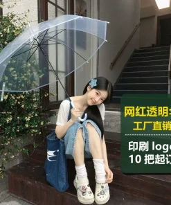 Transparent Umbrella for Rainy Days with Clear View and Long Handle - Model: 941332870530
