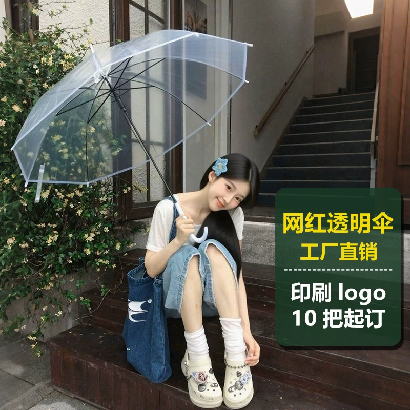 Transparent Umbrella for Rainy Days with Clear View and Long Handle - Model: 941332870530