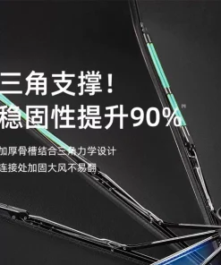 Alternative view of Automatic Umbrella for Rain and Sun with Black Coating - Model: 1050707306466
