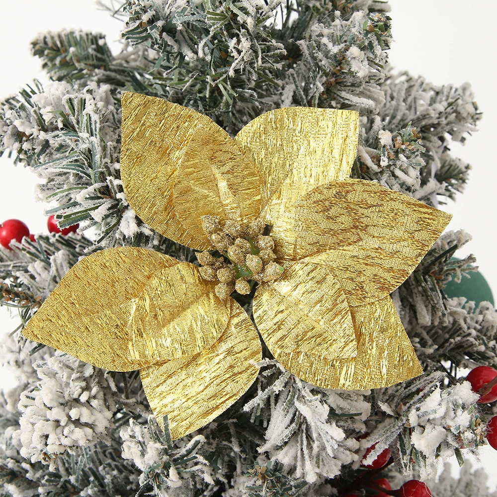 Artificial Poinsettia Christmas Tree Decoration with Metallic Glitter for Festival - Model: 1054578909058 - 图片 3