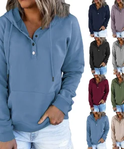 Women's Casual Hoodie for Commuter with Cotton Blend and Hood - Model: 680252683429