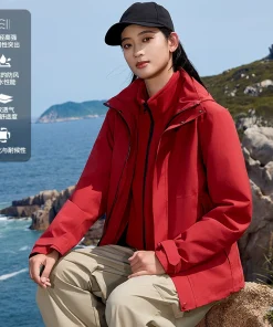 Outdoor Jacket for Hiking with Detachable Fleece Liner, Waterproof 5000mm - Model: 979133678700