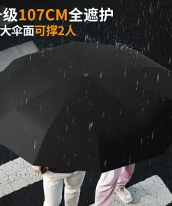 Alternative view of 80-Rib Reverse Umbrella for Rain and UV Protection with Reflective Safety Strip - Model: 1007607086475