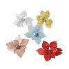 Artificial Poinsettia Christmas Tree Decoration with Metallic Glitter for Festival - Model: 1054578909058