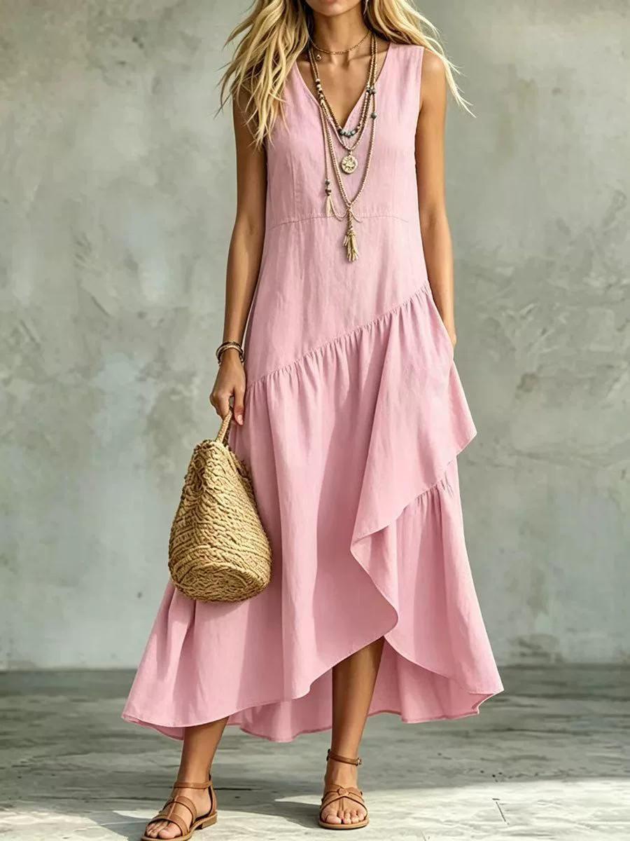 Casual Summer Maxi Dress for Women Sleeveless V-Neck Bohemian Style - Model: 1050616104709 - 图片 8