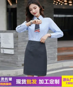 Elegant Gray Wrap Skirt for Work, High Waist, Hip-Hugging, Short Length - Model: 722404104709