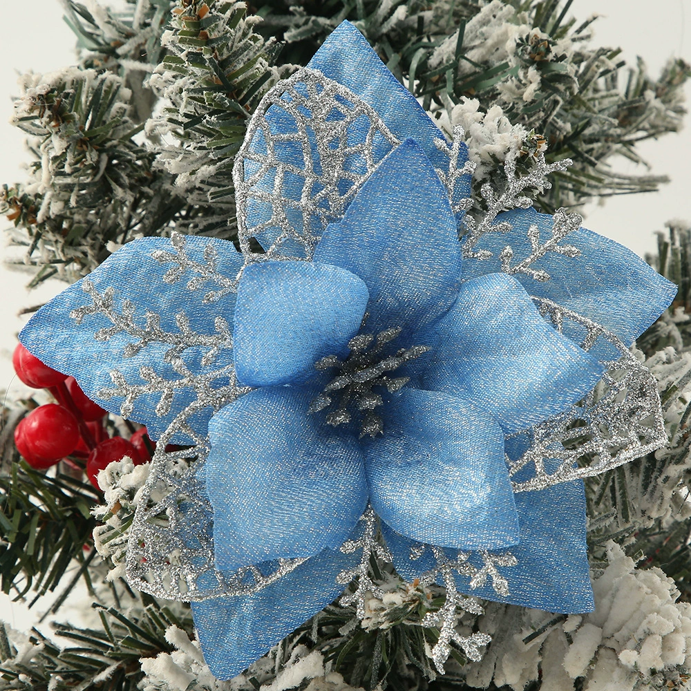 Glitter Poinsettia for Christmas Tree Decor with Hollow Edge - Model: 1060451728443 - 图片 9