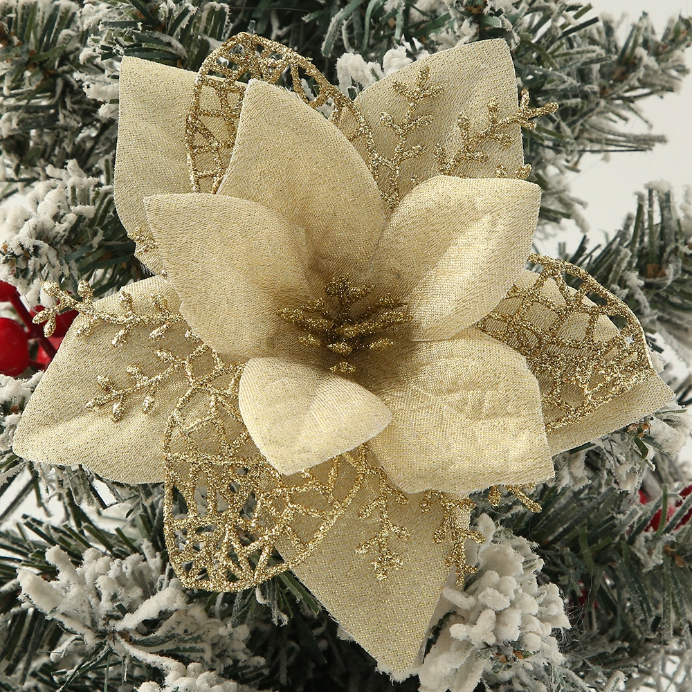 Glitter Poinsettia for Christmas Tree Decor with Hollow Edge - Model: 1060451728443 - 图片 10