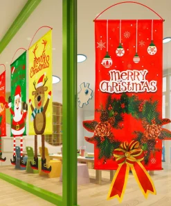 Christmas Door Hanging Flag with Santa Snowman Tree Wreath Designs - Model: 1073240245810