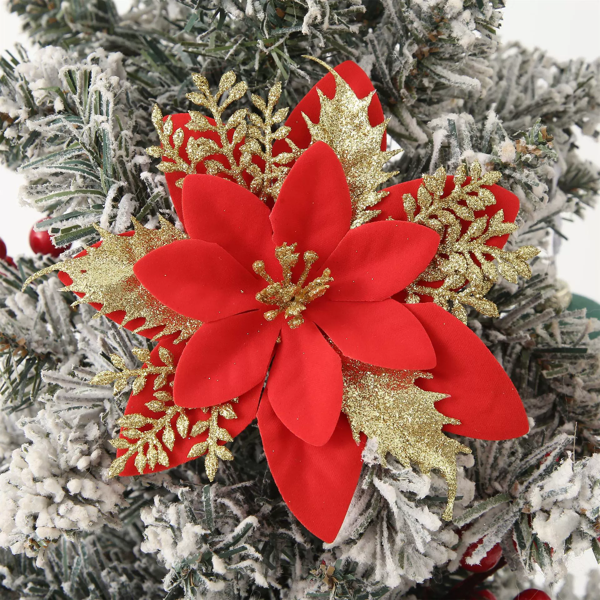 Christmas Scene Decoration Gold Powder Plastic Flower for Home Holiday - Model: 1055483680572 - 图片 8