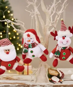 Christmas Tree Decorations with Cloth Old Man Snowman Reindeer Dolls - Model: 728514615974