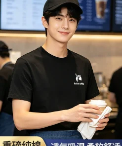 Alternative view of Custom Logo Work T-Shirt for Restaurant Staff Summer Uniform - Model: 1047969405510