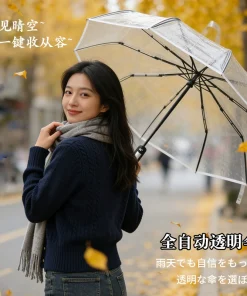 Transparent Umbrella for Rainy Days with Long Handle for Adults - Model: 1003163075937