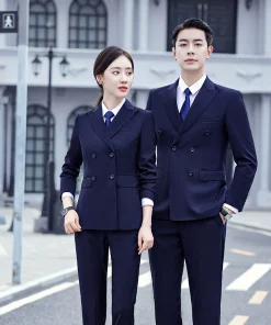 Alternative view of Business Formal Suit Set for Work, Double-Breasted, Slim Fit - Model: 1067893771306