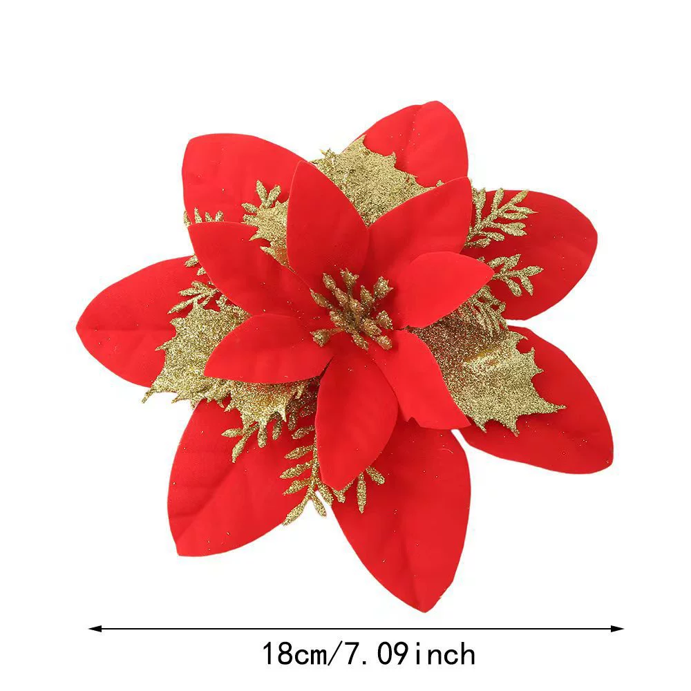 Glitter Poinsettia Artificial Flower for Christmas Tree Holiday Decor - Model: 1058267720705 - 图片 5