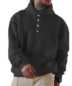 Alternative view of Casual Hoodie for Autumn with Button Decoration for Men - Model: 738729800571