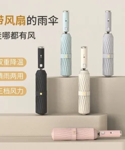 Alternative view of Cooling Fan Umbrella for Outdoor Sunshade and Rainy Days - Model: 773131798929