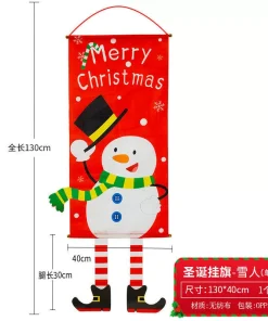 Alternative view of Christmas Door Hanging Flag with Santa Snowman Tree Wreath Designs - Model: 1073240245810