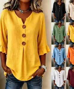 Casual Solid Color Pleated Shirt for Daily Wear - Model: 1046556639022