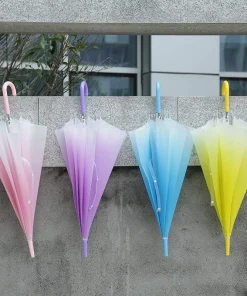 Gradient Transparent Umbrella for Rainy Days with Printed Logo and Manual Open - Model: 728046785934