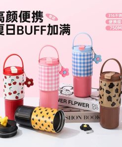 Alternative view of Insulated Travel Mug for Car with Dual Straws and Handle - Model: 992662838596
