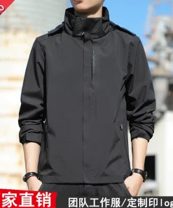 Waterproof Windproof Hooded Jacket for Spring Autumn Sports - Model: 890888461530