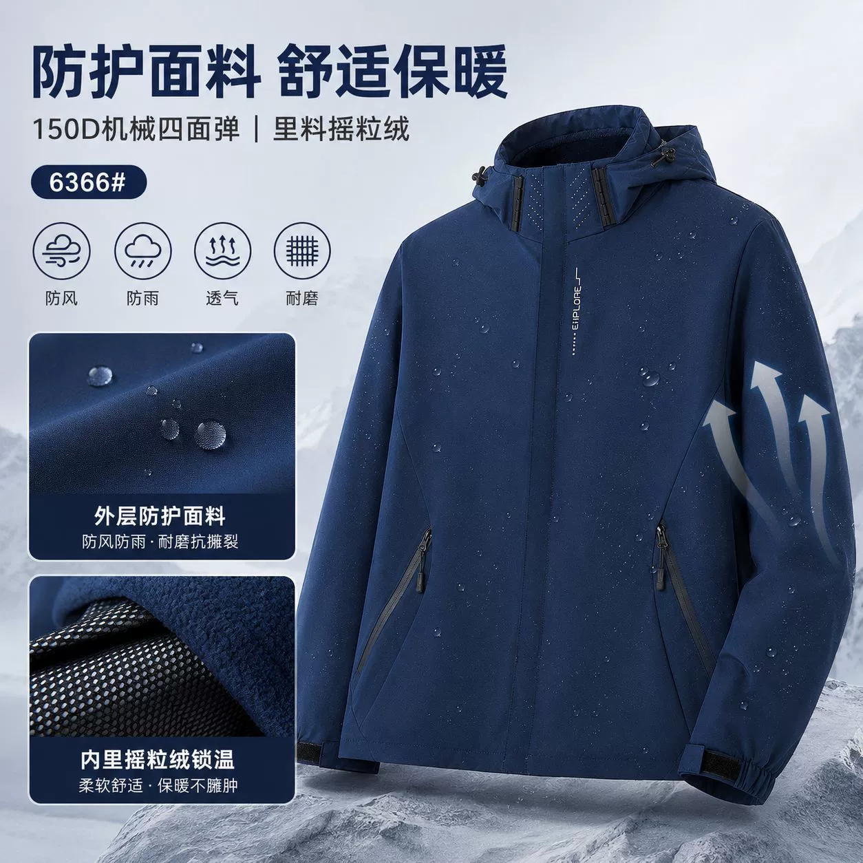 Unisex 3-in-1 Fleece Jacket for Winter Hiking and Camping - Model: 1065388459289 - 图片 4