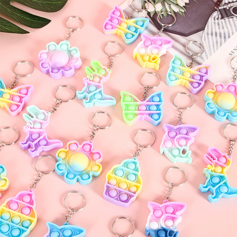 Fidget Keychain for Stress Relief, Rainbow Push Pop Pendant for Kids - Model: 778382196222 - 图片 6