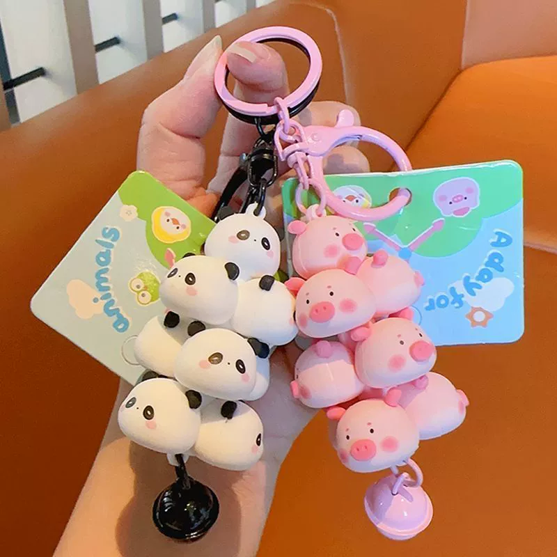 Cute Panda Pig Chicken Keychain for Backpack Pendant Car Key - Model: 770223560738 - 图片 2