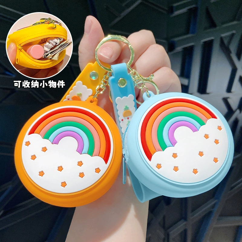 Rainbow Silicone Coin Purse for Keys Earphones with Cartoon Print - Model: 952146130642