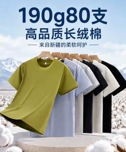 Alternative view of 190g Cotton Crew Neck T-Shirt for Daily Base Layer & Group Uniform - Model: 1049289526599