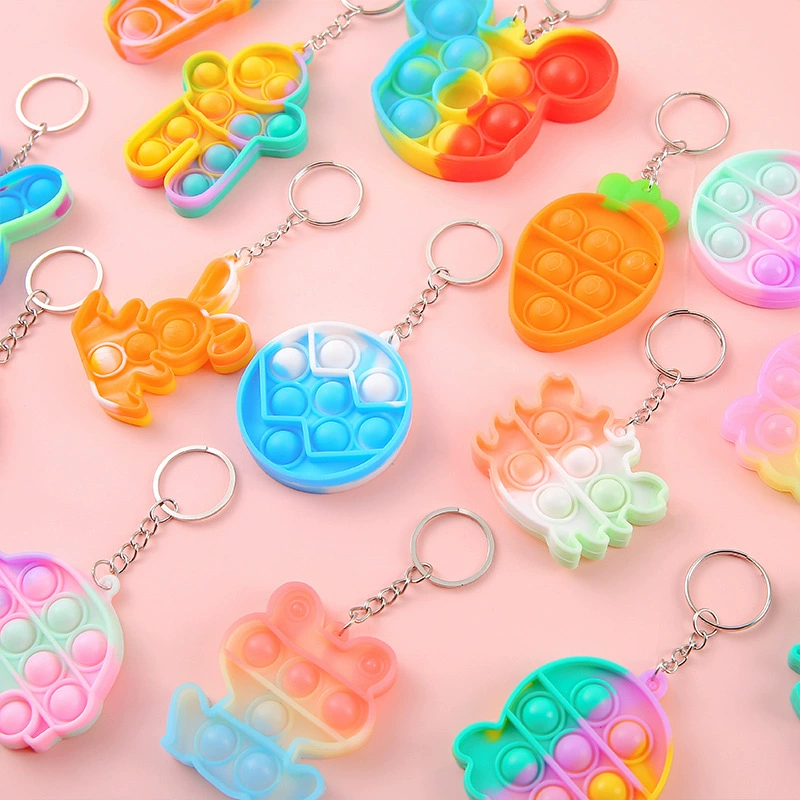 Fidget Keychain for Stress Relief, Rainbow Push Pop Pendant for Kids - Model: 778382196222 - 图片 4