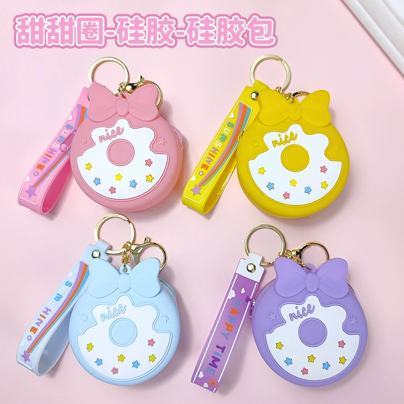 Mini Silicone Earphone Bag for Daily Storage with Cartoon Donut Design - Model: 712092036697