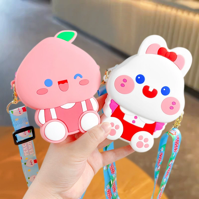 Kids Silicone Pendant Crossbody Bag for Daily Matching with Zipper Coin Pocket - Model: 1042302768879